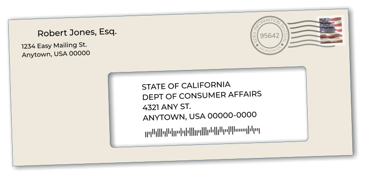 STATE OF CALIFORNIA DEPT OF CONSUMER AFFAIRS 4321 ANY ST. ANYTOWN, USA 00000-0000